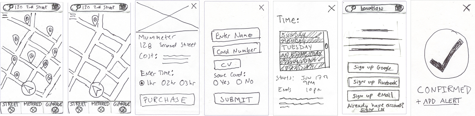 Wireframe sketches